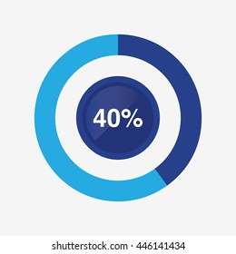 icon pie blue and light blue chart 40 percent