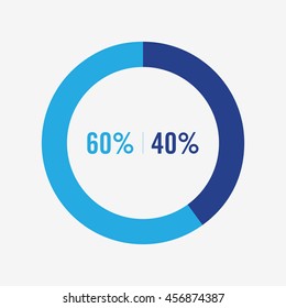 icon pie blue and light blue chart 60, 40 percent