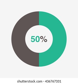 icon pie green and black chart 50 percent, pie chart vector