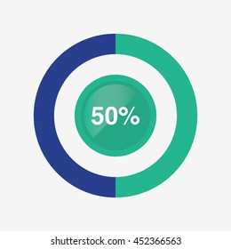 icon pie green and blue chart 50 percent