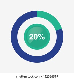 icon pie green and blue chart 20 percent