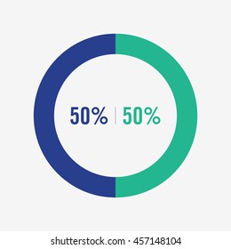 icon pie green and blue chart 50 percent