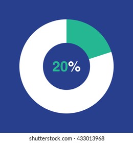 icon pie green chart 20 percent blue background, pie chart vector