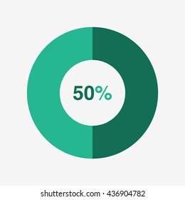 icon pie green and light green chart 50 percent, pie chart vector
