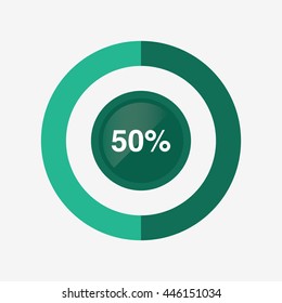 icon pie green and light green chart 50 percent