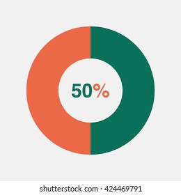 icon pie green and orange chart 50 percent