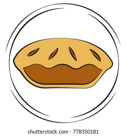 icon of a pie isolated on a white background in a circle