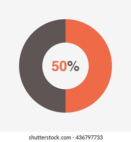 icon pie orange and black chart 50 percent, pie chart vector