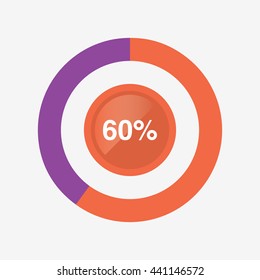 icon pie orange and purple chart 60 percent