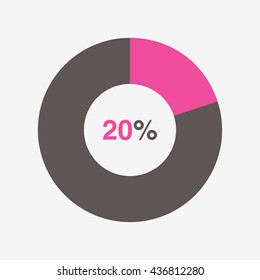 icon pie pink and black chart 20 percent, pie chart vector