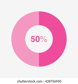 icon pie pink chart 50 percent, pie chart vector