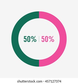 icon pie pink and green chart 50 percent