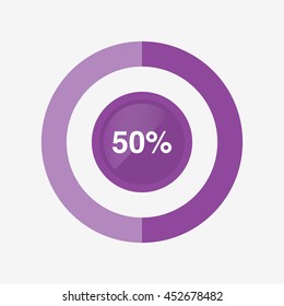 icon pie purple chart 50 percent