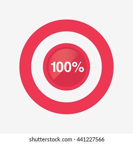 icon pie red and black chart 100 percent, pie chart vector