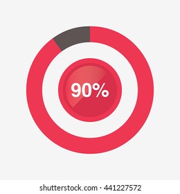 icon pie red and black chart 90 percent, pie chart vector