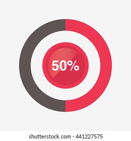 icon pie red and black chart 50 percent, pie chart vector