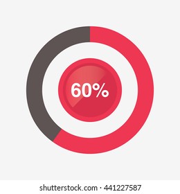 icon pie red and black chart 60 percent, pie chart vector