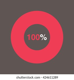 icon pie red chart 100 percent gray background