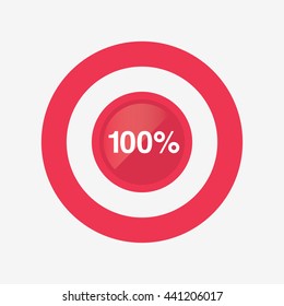 icon pie red chart 100 percent, pie chart vector