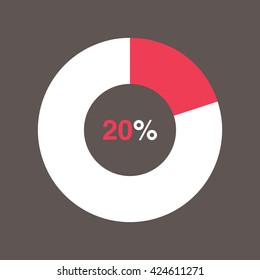 icon pie red chart 20 percent gray background