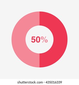 icon pie red chart 50 percent, pie chart vector