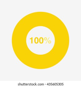 icon pie yellow chart 100 percent, pie chart vector