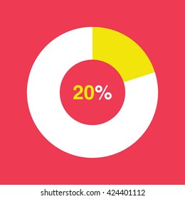icon pie yellow chart 20 percent red background