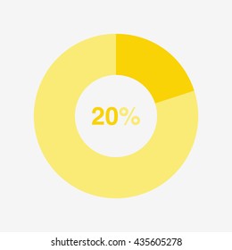 icon pie yellow chart 20 percent, pie chart vector