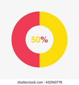 icon pie yellow and red chart 50 percent, pie chart vector