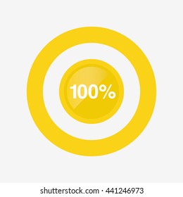 icon pie yellow and red chart 100 percent, pie chart vector