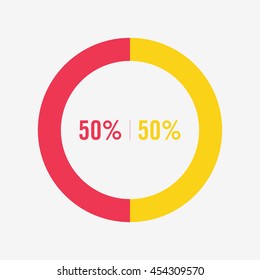 icon pie yellow and red chart 50 percent