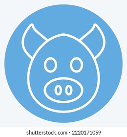 Icon Pig. related to Animal Head symbol. blue eyes style. simple design editable. simple illustration. cute. education