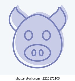 Icon Pig. related to Animal Head symbol. two tone style. simple design editable. simple illustration. cute. education
