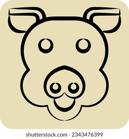 Icon Pig. related to Animal symbol. hand drawn style. simple design editable. simple illustration