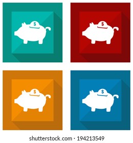icon pig with shadow different colors. Vector illustrations