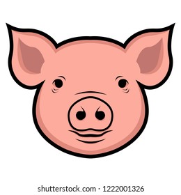 The icon of the pig. Symbol of 2019 Chinese New year. The pig's snout.
