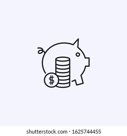 Icon of piggy bank with collected coins