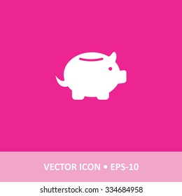 Icon of Piggy bank on Magenta Color Background. Eps-10.