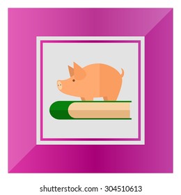 Icon of piggy bank standing on book
