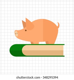 Icon of piggy bank standing on book