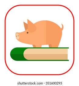 Icon of piggy bank standing on book