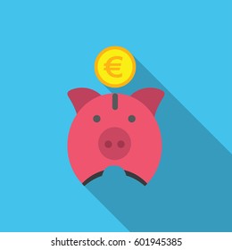 icon piggy pig with a coin