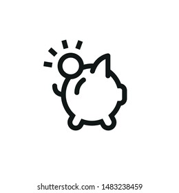Icon piggybank savings with money. Line outline illustration on white background.