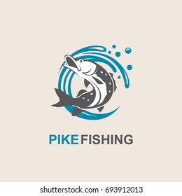 icon of pike fish with waves