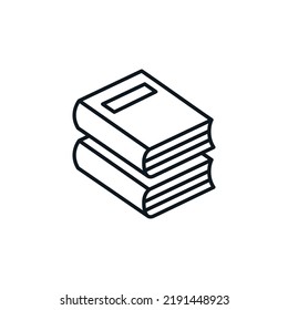 Icon with pile of books. Literature and science symbol. School education concept. Can be used in social media, packaging, typographic, web design. Vector illustration isolated on white background.