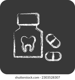 Icon Pills. suitable for medicine symbol. chalk Style. simple design editable. design template vector