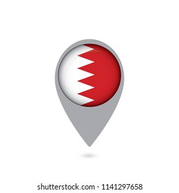 Icon pin illustration with Bahrain country flag stylized in the circle