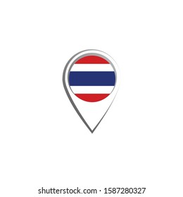 Icon pin illustration, map marker with a stylish Thailand country flag in a circle
