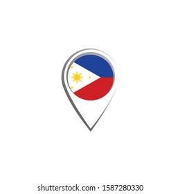 Icon pin illustration, map marker with a stylish Philippines country flag in a circle