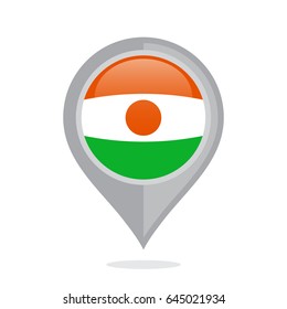 Icon pin illustration with Niger country flag stylized in the circle